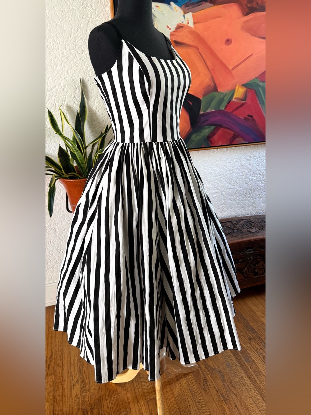 Adorable Retro 1950’s  Style Polished Cotton  Sundress with Spaghetti Straps!